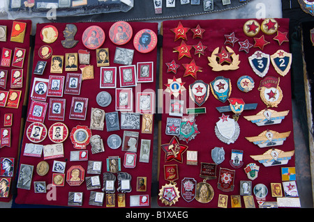 Badge souvenir dell'era comunista Mosca Russia Foto Stock