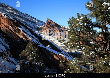 Red Rocks Parco in inverno. Morrison, Colorado. Foto Stock