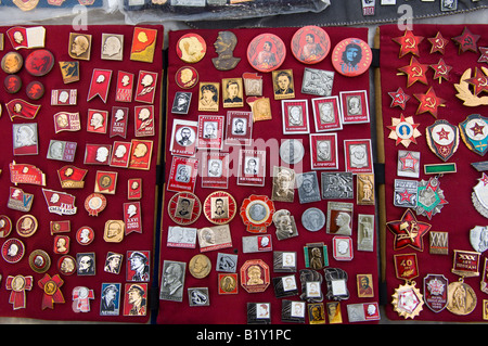 Badge souvenir dell'era comunista Mosca Russia Foto Stock