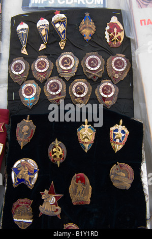 Badge souvenir dell'era comunista Mosca Russia Foto Stock