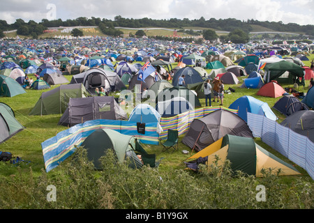 Pennard Hill campeggio Glastonbury Festival 2008 Foto Stock