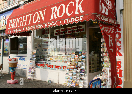 Brighton Rock shop sul lungomare di Brighton Foto Stock