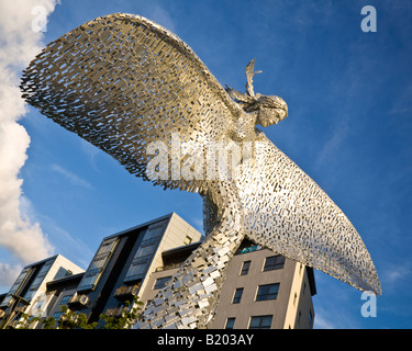 Andy Scott acciaio moderna scultura intitolata luogo al porto di Glasgow, Glasgow, Scozia. Foto Stock