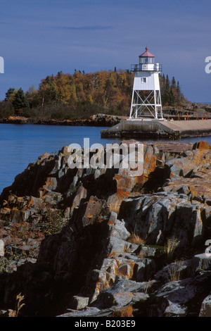 Grand Marais faro sul Lago Superior Cook County Minnesota Foto Stock