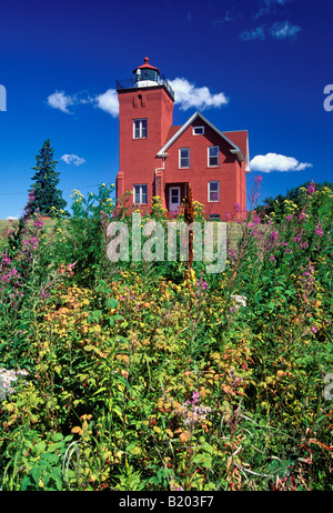 Due porti faro sul Lago Superior Lake County Minnesota Foto Stock