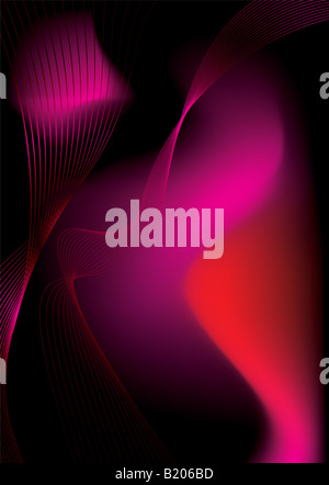 Abstract background di fluido con un design che scorre in rosso e nero Foto Stock