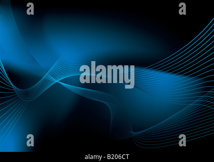 Abstract background di fluido con un design che scorre in blu e nero Foto Stock