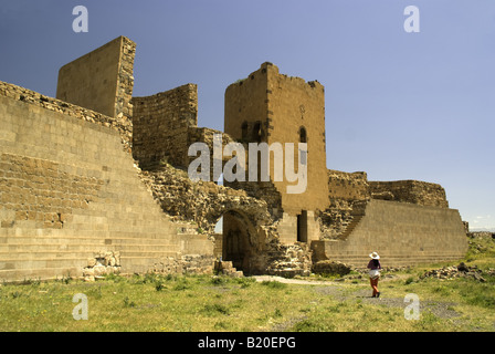 Resti della Porta del Leone in il muro della città all'Ani, rovinato capitale del regno armeno, sulla Turchia orientale confine con Armenia Foto Stock