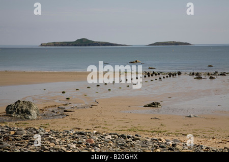 Rovine di vecchi kai sulla costa di Aberdaron Foto Stock