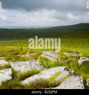 Vista verso il bianco superiore Tor su Dartmoor Devon Regno Unito Foto Stock