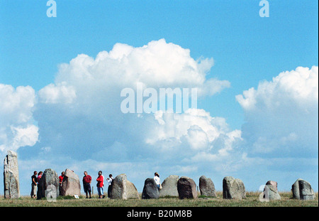 Ales Stenar formazione in pietra vicino Kaseberga, Svezia Foto Stock