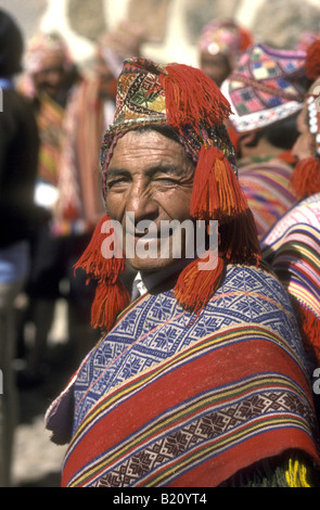 Abito tradizionale all'Inti Raymi festival, Cusco Peru Foto Stock