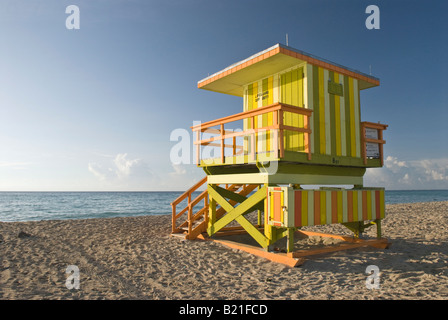 Bagnino capanna a Sunrise a Miami Beach in Florida Foto Stock