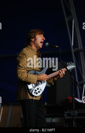 John Lennon Look alikes in una tribute band chiamata il bootleg coleotteri Foto Stock