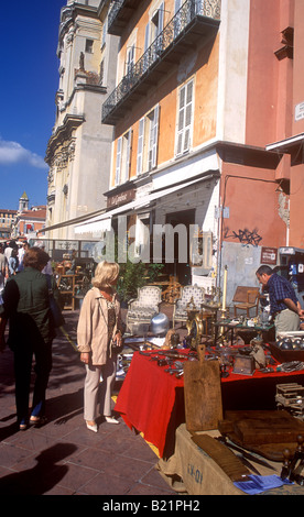 Nizza - mercatino di Antiquariato nel centro storico Foto Stock