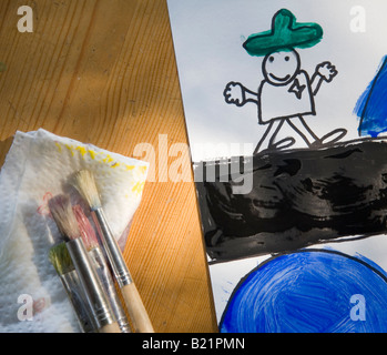 La verniciatura di uno sceriffo realizzato da un bambino di età di 8. Foto Stock