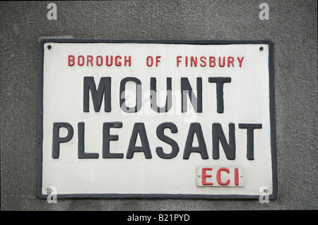 Mount Pleasant strada segno Londra Inghilterra REGNO UNITO Foto Stock