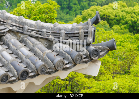 I dettagli di architettura da Himeji Banshu Castle, Hyogo JP Foto Stock