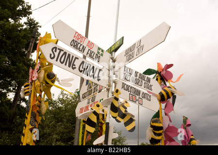 Segni a Glastonbury festival 2008 Foto Stock