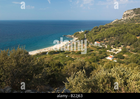 La spiaggia e la fascia costiera in Grecia. Foto Stock