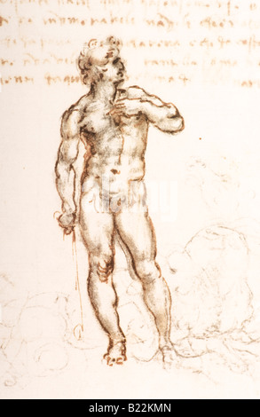 Disegno dettaglio dopo il David di Michelangelo Leonardo da Vinci 1504 Foto Stock