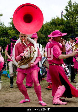 Il Ambling Brass Band festival di Glastonbury Pilton Somerest UK Europa Foto Stock