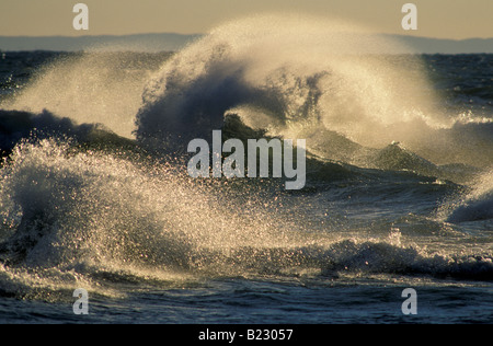 Onde di tempesta sul lago Michigan, Michigan STATI UNITI Foto Stock