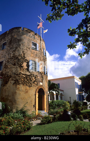 Weathered ingresso del resort, Isole Vergini americane, Isole Sottovento, Piccole Antille, West Indies Foto Stock