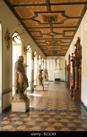 Statue nel corridoio del castello, del castello di Heidelberg, Heidelberg, Baden-Württemberg, Germania Foto Stock