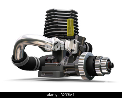 3D render del motore di una macchina Foto Stock