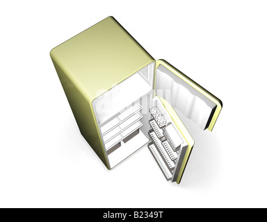 3D render di un frigo Foto Stock