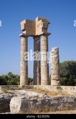 Tempio di Apollo presso l'acropoli di Rodi, Grecia. Foto Stock