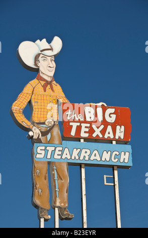 Texas Amarillo Big Texan Steak Ranch restaurant sign Foto Stock