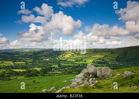 Campagna di laminazione intorno Widecombe in Moro Parco Nazionale di Dartmoor Devon England Foto Stock