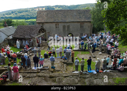 Cappella Padley Hope Valley Peak District UK. Padley Martiri Romani annuale Pellegrinaggio Cattolico Padley Grindleford Derbyshire HOMER SYKES Foto Stock