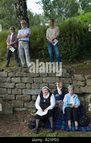 Padley cappella. Padley martiri pellegrinaggio annuale, Cattolica aria aperta chiesa service UK. Grindleford Derbyshire in Inghilterra. HOMER SYKES Foto Stock