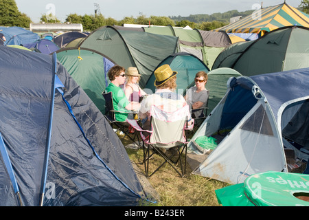 Campeggio al Glastonbury Festival 2008 Foto Stock