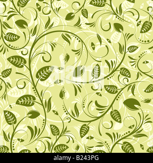 Flower seamless pattern con foglie Foto Stock