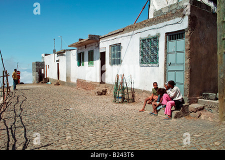 Villaggio tra cova e di Ribeira Grande sul Santo Antao Capo Verde Foto Stock