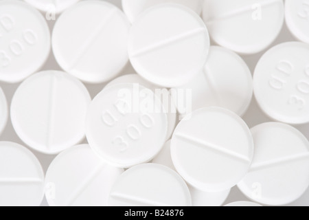 Close up di pillole di bianco Foto Stock