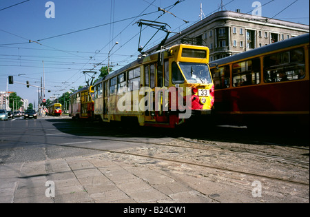 Luglio 11, 2008 - Il tram su Jana Pawla II nella capitale polacca di Varsavia. Foto Stock