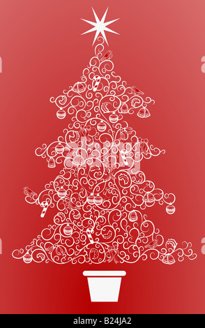 Albero di natale. Un astratto albero di Natale fatto di un pattern swirly Foto Stock