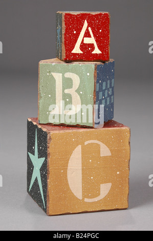 ABC lettere su blocchi di legno Foto Stock