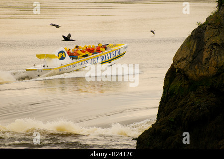 Canada New Brunswick turisti godendosi emozionanti cade retromarcia giro in motoscafo fiume Saint John Città di San Giovanni Foto Stock