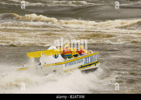 Canada New Brunswick turisti godendosi emozionanti cade retromarcia giro in motoscafo fiume Saint John Città di San Giovanni Foto Stock