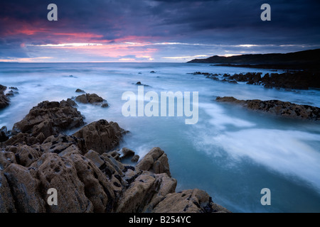 Punto di morte tramonto, North Devon, Inghilterra, Regno Unito Foto Stock