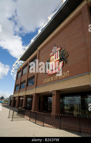 La facciata dello stadio di luce, Sunderland Association Football Club di calcio di massa. Foto Stock