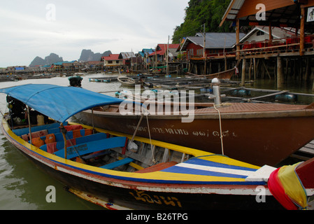 Floating villaggio mussulmano, Koh Panyi Isola, Ao Phang Nga , phuket , della Thailandia Foto Stock