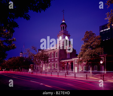 Independence Mall at Dusk, ubicazione della firma della Dichiarazione di Indipendenza, Philadelphia, Pennsylvania, STATI UNITI D'AMERICA Foto Stock