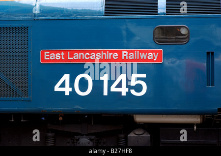 Conserve di classe 40 locomotive diesel n. 40145 East Lancashire Railway, England, Regno Unito Foto Stock